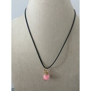 Pink Star confetti globe necklace
